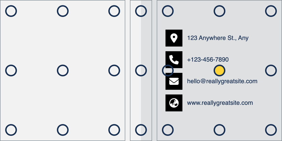 Contact details section on business card